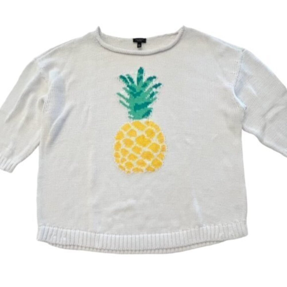 Talbots White Woven Pineapple Roll Neck 3/4 Sleeve‎ Sweater 2XP  EUC